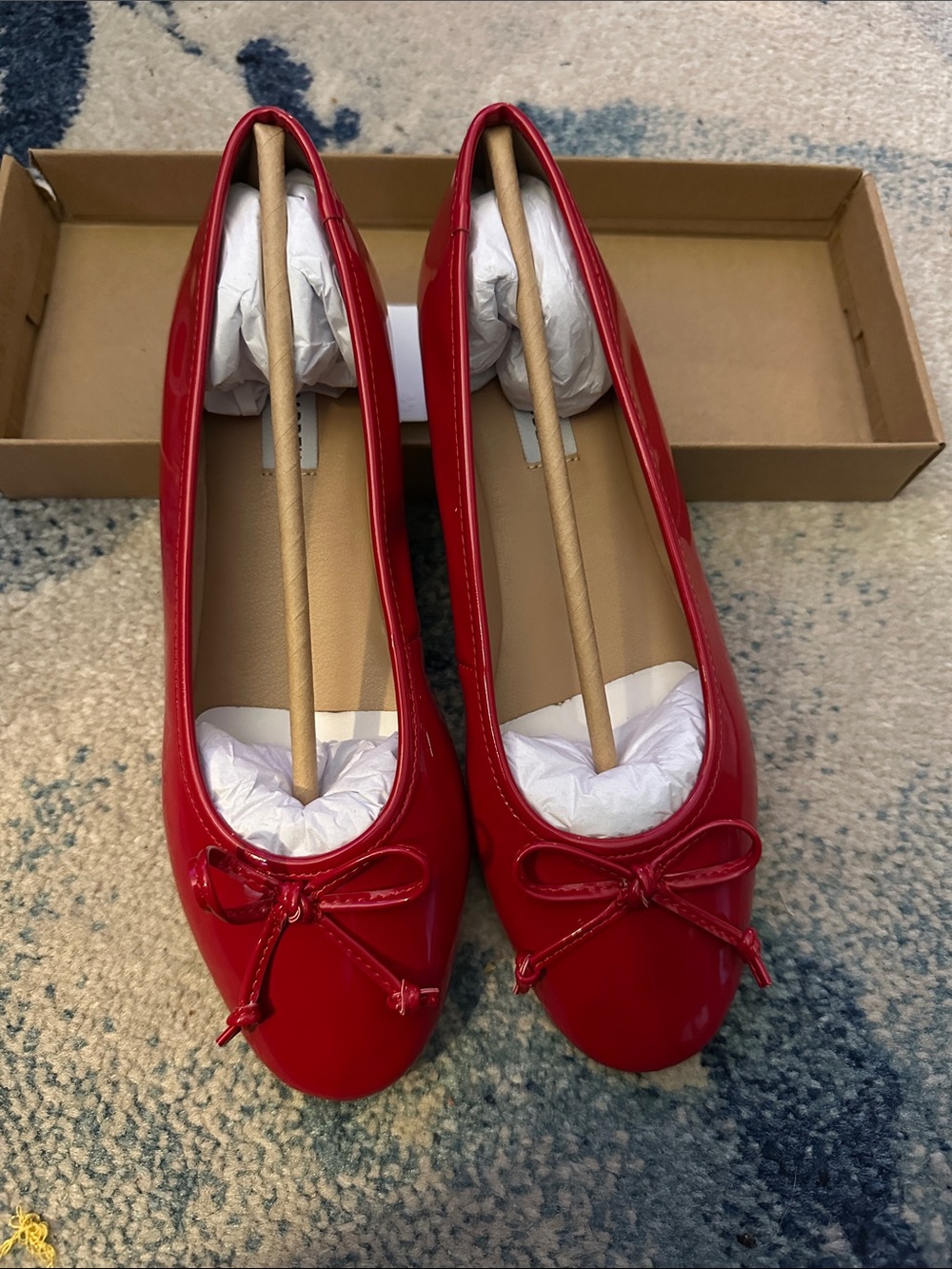 Steve Madden Red Patent Ballet Flats with Bow Detail
